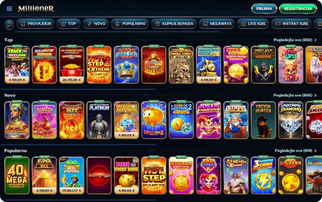 millioner casino igre