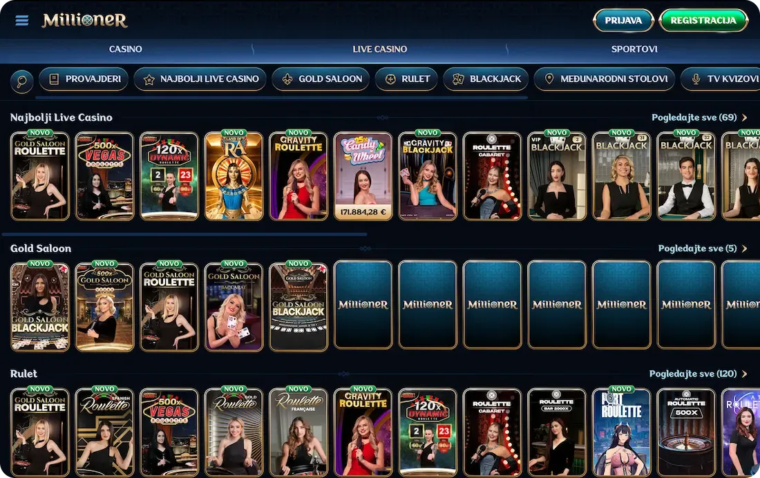 millioner casino igre uživo