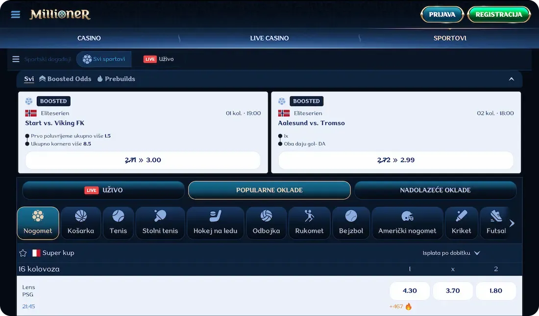millioner casino sport