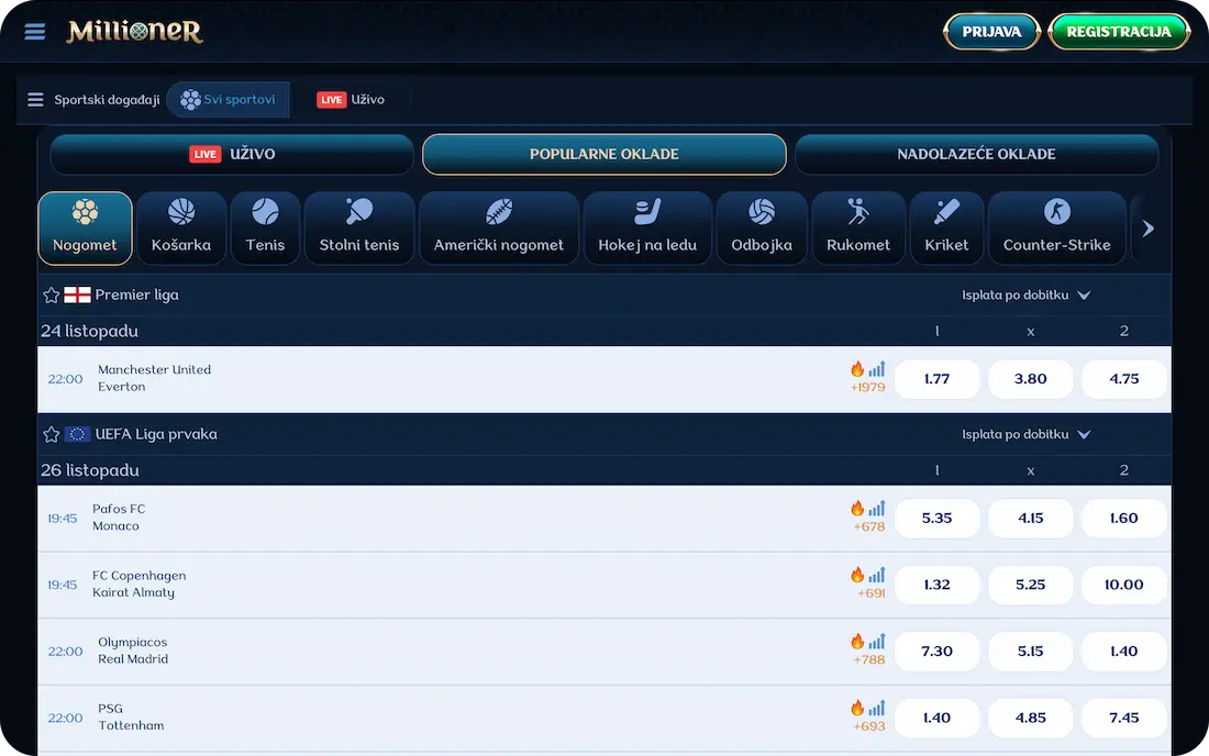 millioner casino sport